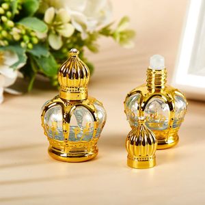 15 ml essentiële olie cilinder gouden kroon parfumflesje draagbare reizen gegalvaniseerde autoglas luxe lege fles 230106