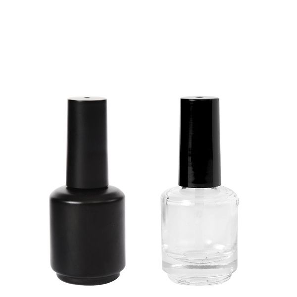 15 ml givre noir et transparent bouteilles de vernis à ongles vides flacons conteneurs bouteilles d'échantillons avec capuchon de brosse