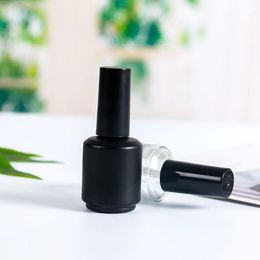 Bouteilles vides de vernis à ongles noir givré de 15ml, flacons, conteneurs d'échantillons avec capuchon de brosse pour Nail Art Akucr