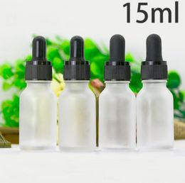 15 ml Frosted Dropper Vulbare Flessen Clear Glas Aromatherapie Vloeistof Voor Essential Basic Massage Oil Droppers Fles 624PCS / Lot SN3673