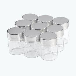 15 ml glazen flessen aluminium afdekschroef zilver transparante heldere vloeibare ambachten wensen flessen potten 30 * 43mm 50pcs
