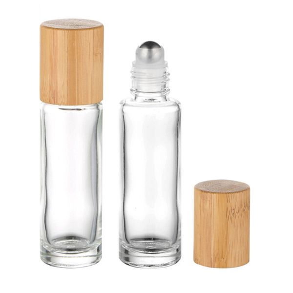 15 ml rouleau de verre sur bouteille réutilisable en bois essentielle huile de parfum bouteilles portables conteneurs cosmétiques personnels gratuits DHL