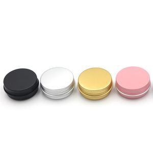 15 ml Metal Botella de aluminio Latas Contenedores de bálsamo labial Frascos vacíos Tornillo Tapa Latas Blanco Oro Negro Qbqai