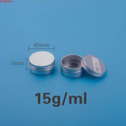 15 ml Mini Cosmétique Crème Échantillon Pot Vide Métal Conteneurs En Aluminium Boîte Ronde En Aluminium Boîte 50 pcs/lot Vis Capbonne quantité