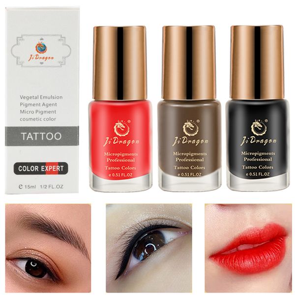 15 ml Pigment naturel Couleurs laitement pour permanente Faire des eyebromes Set Eyeliner Lips Beauty Microblading Tattoo Encre Pigments Dye