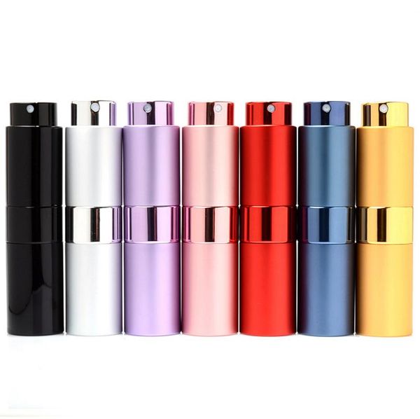 15 ml bouteille de parfum rétractable rotatif portable en aluminium vaporisateur de parfum bouteilles en verre vide atomiseur vaporisateur LX1146