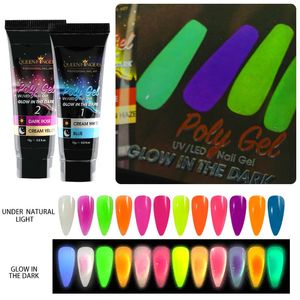 15ml Poly Extension Nail Gel 12Pcs Glitter Gel Pour Manucure Poly Vernis À Ongles Gel Kit Glow At Night Colle Vernis Semi Permanent 231227