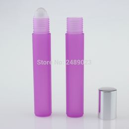 15ml Púrpura Mini Roll On Roller Bottles para aceites esenciales Roll-On Botella de perfume recargable Tapas de oro / plata Elija 100 pcs / lote