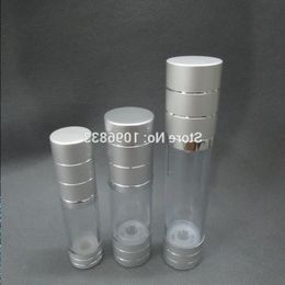 15 ml Silver Airless Pump Bottle, Cosmetic Essence Lotion Packaging 15G Vacuüm 40 stcs/lot Wewrp