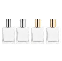 15ml Square Mini Portable Steel Ball Bottle Rechargeable Roll on Glass Bottles Pour Huile Essentielle SN5355