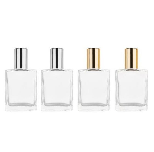 Mini bouteille à bille en acier Portable carrée de 15ml, bouteilles rechargeables à roulettes pour huile essentielle B0702