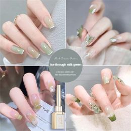 15 ml zomer doorschijnende gel nagellak Mint Green Series Jelly Nail Gel UV Gel Semi Permanent Varnish Ice Permeabele nail art