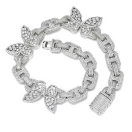 15mm 16/18/20 pouces mode plaqué or Bling CZ papillon cubain chaîne collier liens Hip Hop bijoux pour hommes femmes beau cadeau