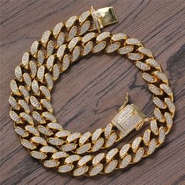 15mm 18 / 20inch goud zilverkleuren bling cz cubaanse ketting bracelet sieraden voor mannen vrouwen warme geschenk