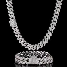 15 mm 18 mm 19 mm Hip Hop Fine bijoux Baguette Diamond Men Collier Sterling Silver entièrement VVS Moisanite Luxury Cuban Link Chain 221k