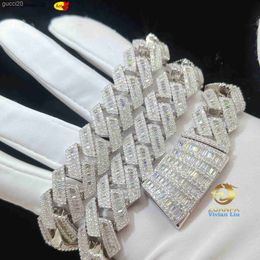 15 mm 18 mm de 19 mm Hip Hop Joyas finas Baguette Diamond Men Collar Siltre Sterling VVS VVS MOISSANITE Luxury Cuban Link Chain D5om