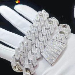 pulsera diseñador joyería collar cadena de eslabones cubanos Hip Hop Joyería Fina Baguette Diamante Hombres Collar Plata Esterlina Totalmente Vvs Moissanite Cadenas de lujo para hombres