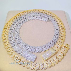 15 mm 18 mm 20 mm Bussdown Luxury Pass Diamond Tester Gra Moisanite Hip Hop Miami Cuban Link Collier pour hommes