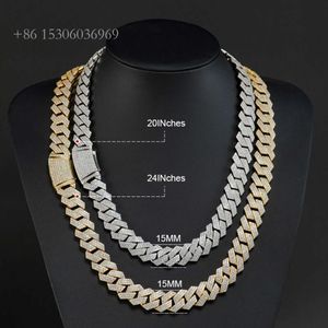15Mm 18Mm Moissanite Diamant Iced Out Link Chain Sieraden 2023 Cubaanse Ketting