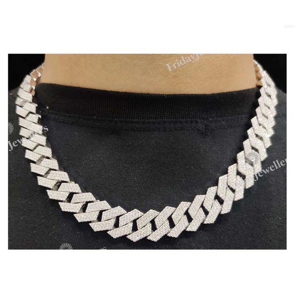 15mm 20 pouces Hip Hop Icedout chaîne cubaine Vvs clarté Moissanite diamant hommes femmes cadeau d'anniversaire usine en gros meilleur prix