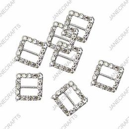 15 mm 30pcs Squarestone Budle Invitation Ribbon Slider pour le mariage Connecteur de Bikini de couleurs en argent 268U