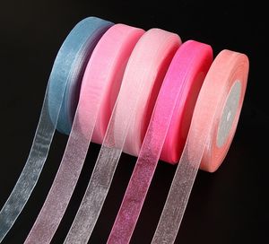 15mm (45 metros / roll) Organza Ribbon Envoltura de Navidad Regalo de Navidad Wrap Party Home DIY Regalos Embalaje Decoración de boda Cintas Cintas de gasa