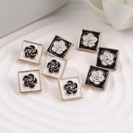 15mm camélia bricolage couture boutons métal carré fleur bouton pour chemise manteau pull