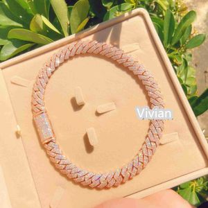 15 mm ketting Hip Hop S925 Fijne sieraden Luxe Miami Cuban Link Chain VVS Moissanite Diamond Necklace