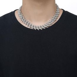 Collier chaînes à maillons cubains de 15mm, bijoux hip hop à la mode pour femmes et hommes, colliers de rappeur avec strass glacés, collier 1899