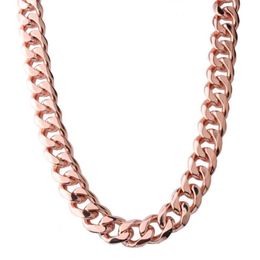 Collana da uomo in acciaio inossidabile color oro rosa con lunghezza di personalizzazione da 15 mm per uomo Curb Cuban Link Catena di gioielli Hip Hop218t