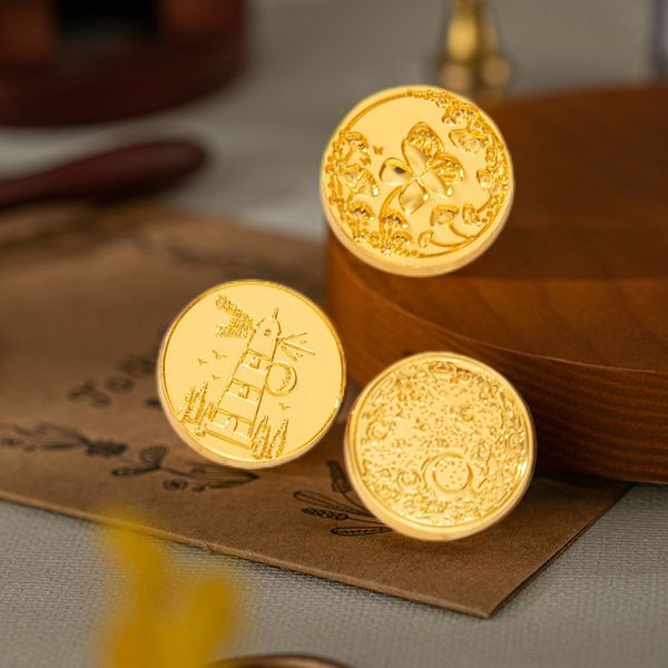 15 mm Golden Retro Wax Seal Regalo creativo Cabeza de sello múltiple Elegante Rose Seals Fire Pintura Sello Diy Craft Letter Stamp Decoración