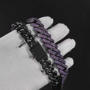 15 mm Hip Hop 5a Bijoux de bracelet à la chaîne cubaine du zircon violet