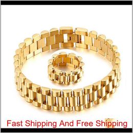 15 mm hombres mujeres reloj de acero inoxidable cadena de eslabones banda correa pulsera pulsera pulsera pulseras anillos oro hiphop correa de muñeca Li284u