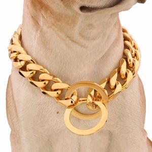 15mm metalen honden training choke ketting halsbanden voor grote honden pitbull bulldog sterk zilver goud roestvrij staal slip halsband353h