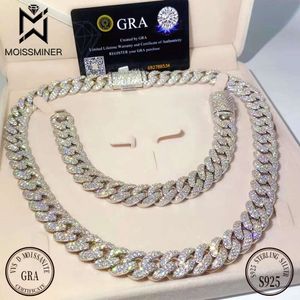 15 mm Moissanite Cubaanse ketting Kettingen S Sier Real Diamonds Choker For Women Men Pass Tester gratis verzending