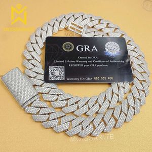 15 mm Moissanite Square Cuban Link -ketting Kettingen 100% Diamonds S Sier Choker For Women Men Pass Tester met GRA gratis schip
