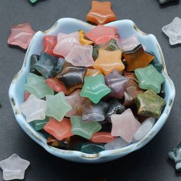 Statue pentagramme en pierre naturelle de 15mm, Quartz Rose, améthyste, pierres précieuses en cristal de guérison, motif d'étoile, Mini ornement, décor d'aquarium