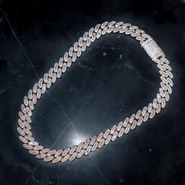 15 мм зубец багетная кубинская цепочка из белого золота 14 карат с покрытием из настоящего ледяного бриллианта, ожерелье с кубическим цирконием, ювелирные изделия, длина 14-20 дюймов, длина 245B