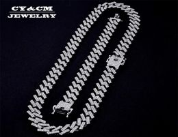 15 mm Prong Miami Cuban Link Chains Collier Hip Hop Gold Silver Jewelry 2 Row Rinestones Colliers Iced Out Bracelet pour Men2216269