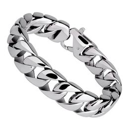 15mm Punk 316L en acier inoxydable hommes vélo Biker chaîne Bracelet or argent Rock Hiphop rond gourmette chaîne cubaine Bracelet Bangle303T