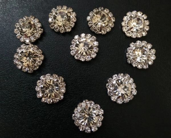 Botón de diamantes de imitación de 15mm con parte trasera plana, decoración DIY