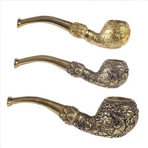 Dernières tuyaux en cuivre pur en métal sculpté 2 Taille fumer cigarette tabac Herbe Filtre à main Pipes d'outils accessoires