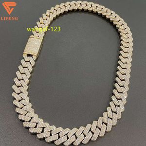 15Mm Sier Hip Hop Sieraden Miami Stijl Mannen Ketting Iced Out Moissanite Cubaanse Link Chain