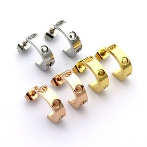 15 mm pequeño sin piedra Diseñador de lujo aro de amor 316L Acero inoxidable 18 k Oro rosa plata mujeres pendientes niñas joyería de boda