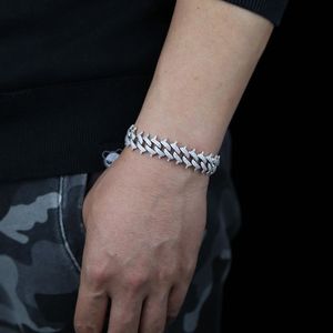 15mm Spikes Rivet Stud Mens Charm Bracelet Bracelet Glacé Or Argent Couleur chaîne cubaine Bracelets Hip Hop Punk Gothique Bling Jewel239A