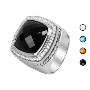 15 mm vierkante zirkonia statement ring met zijsteen mode damessieradenring