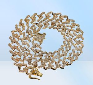 15 mm strip Cubaanse ketting tennis Miami Hiphop ketting geïmiteerd met gouden hiphop voor menjewelry kettingen7309748