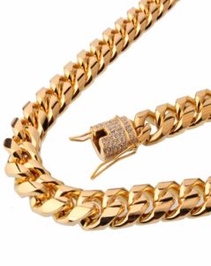 15 mm de ancho 840 pulgadas de longitud para hombre Biker Color oro Acero inoxidable Miami Curb Collar de cadena de eslabones cubanos o pulsera Jewelry5769049
