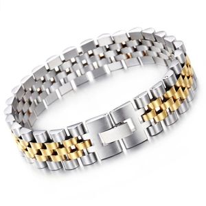 15 mm brede kettingarmband Men Watchband Style verstelbare herenarmbanden vervagen nooit 14k gele gouden sieraden sieraden MANNEN ARMBAND