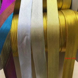 15 mm breedte gevouwen metallic gouden zilveren satijnen vooringenomen tape bias binding voor doe -het -zelf kledingstuk naaien en snijden